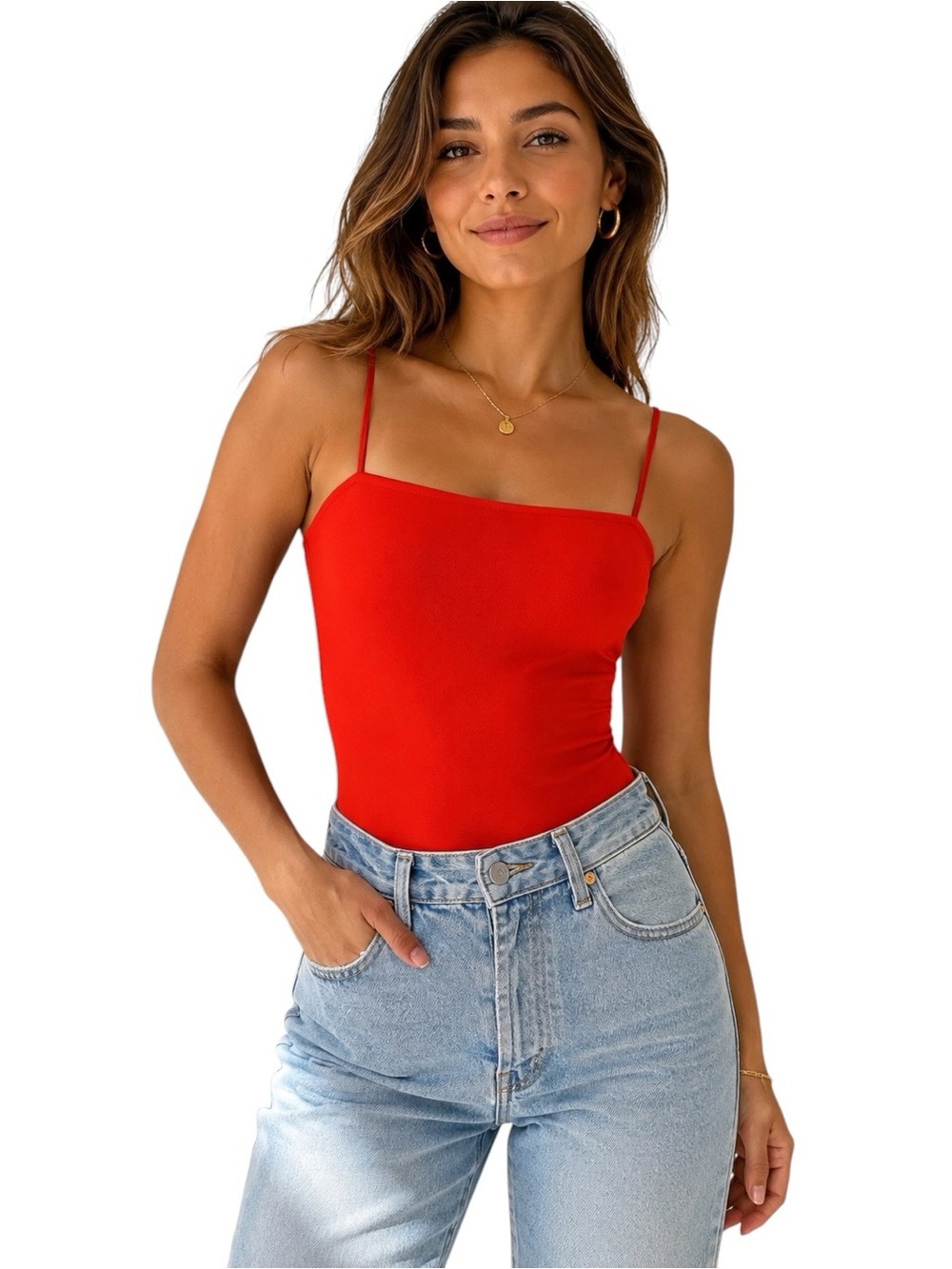 NWT Express Body Contour Compression Cami Bodysuit thong size Small orange/red